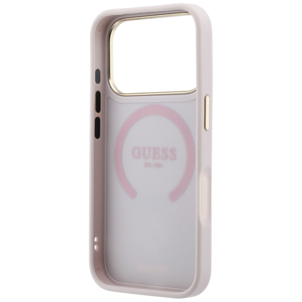 Калъф MagSafe за Apple iPhone 18 Pro / 17 Pro, Guess, Stripe Peony 4G, Розов