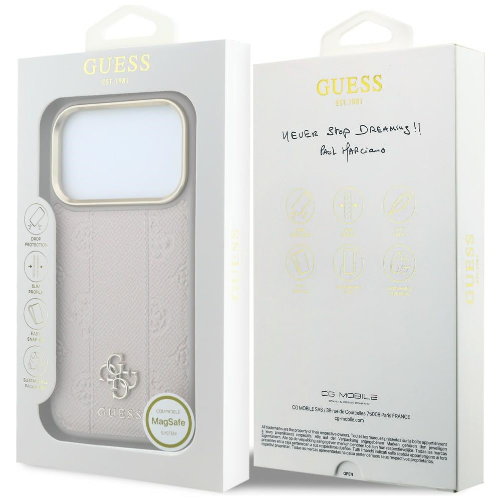 Калъф MagSafe за Apple iPhone 18 Pro / 17 Pro, Guess, Stripe Peony 4G, Розов