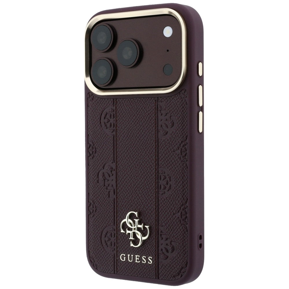 Калъф MagSafe за Apple iPhone 18 Pro / 17 Pro, Guess, Stripe Peony 4G, Бордо