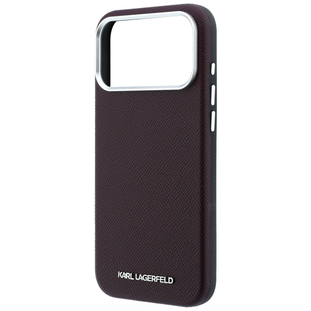 Калъф MagSafe за Apple iPhone 18 Pro / 17 Pro, Karl Lagerfeld, Зърнест Удължен Лого, Бордо
