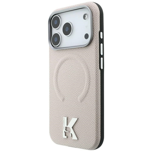 Калъф MagSafe за Apple iPhone 18 Pro / 17 Pro, Karl Lagerfeld, Зърнест релефен пръстен, Бежов