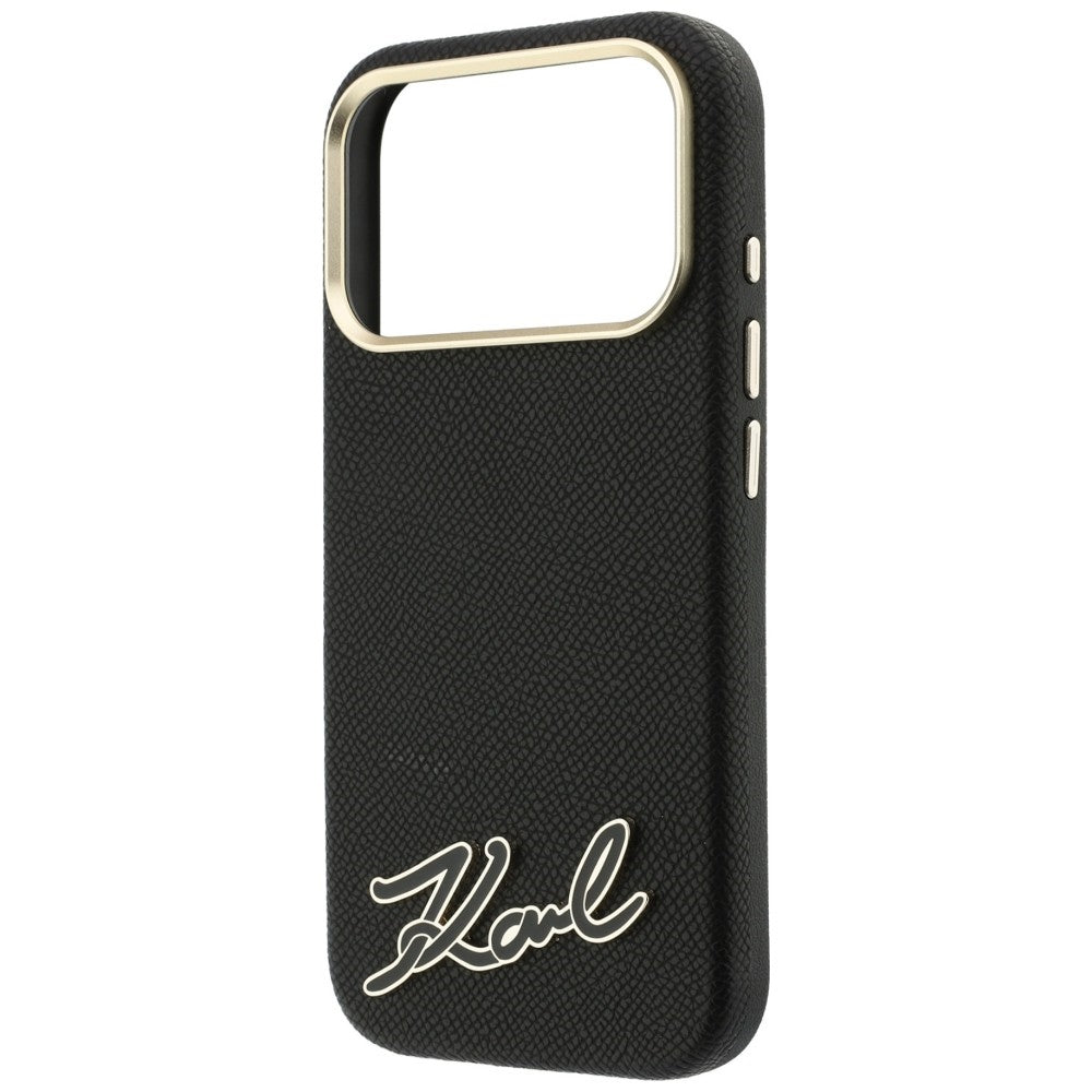 MagSafe Case for Apple iPhone 18 Pro / 17 Pro, Karl Lagerfeld, Grained Resin Sign Logo, Black