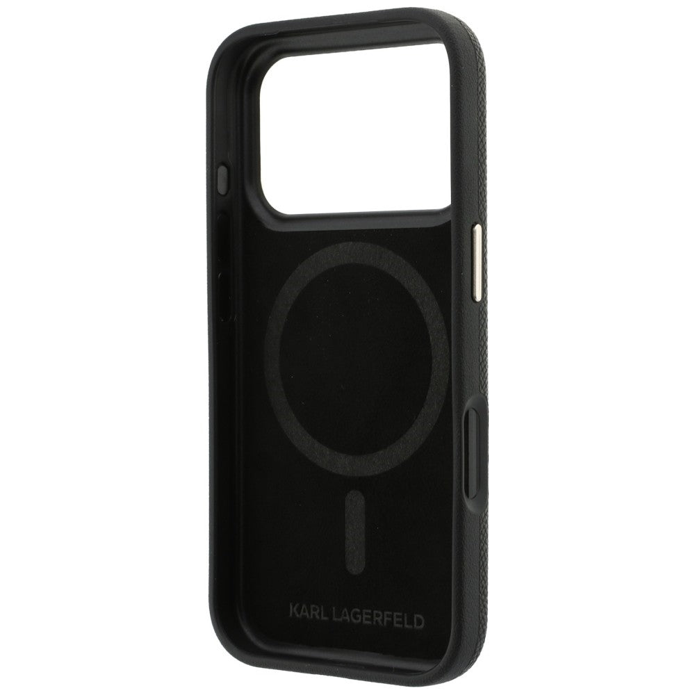 MagSafe Case for Apple iPhone 18 Pro / 17 Pro, Karl Lagerfeld, Grained Resin Sign Logo, Black
