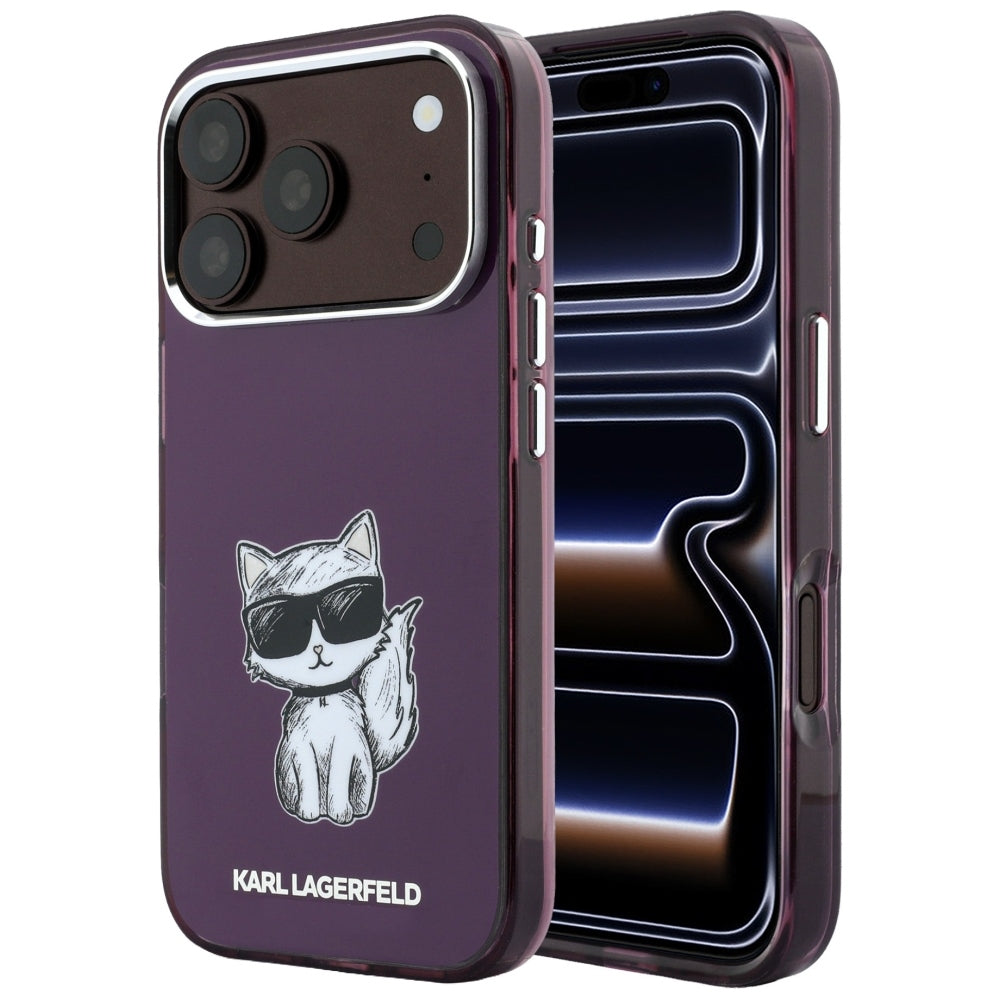 Калъф MagSafe за Apple iPhone 18 Pro / 17 Pro, Karl Lagerfeld, HC IML Choupette Body Sketch Print, Бордо