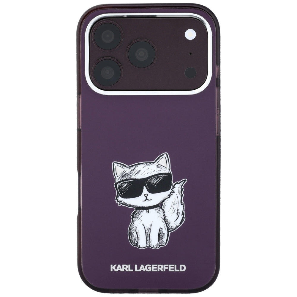 Калъф MagSafe за Apple iPhone 18 Pro / 17 Pro, Karl Lagerfeld, HC IML Choupette Body Sketch Print, Бордо