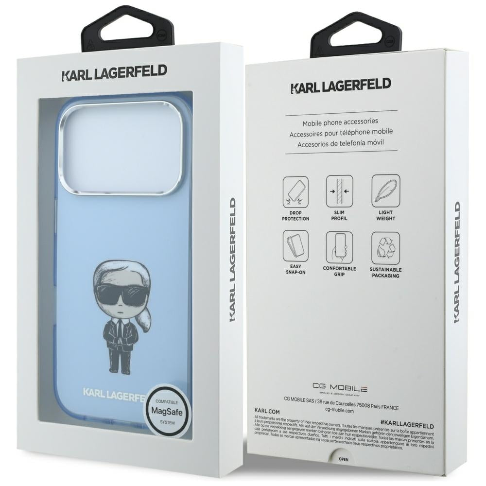 Калъф MagSafe за Apple iPhone 18 Pro / 17 Pro, Karl Lagerfeld, HC IML Ikonik Sketch Print, Син