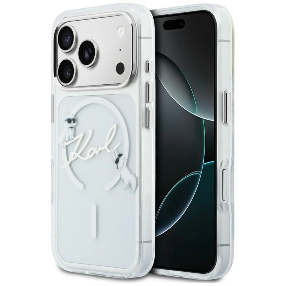 Калъф MagSafe за Apple iPhone 18 Pro / 17 Pro, Karl Lagerfeld, IML Choupette Karl Script Logo, Прозрачен