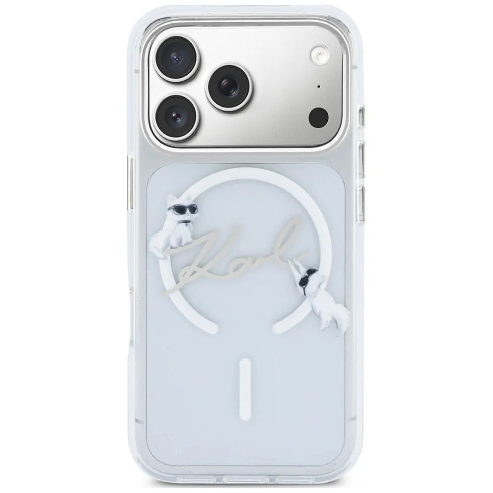 Калъф MagSafe за Apple iPhone 18 Pro / 17 Pro, Karl Lagerfeld, IML Choupette Karl Script Logo, Прозрачен