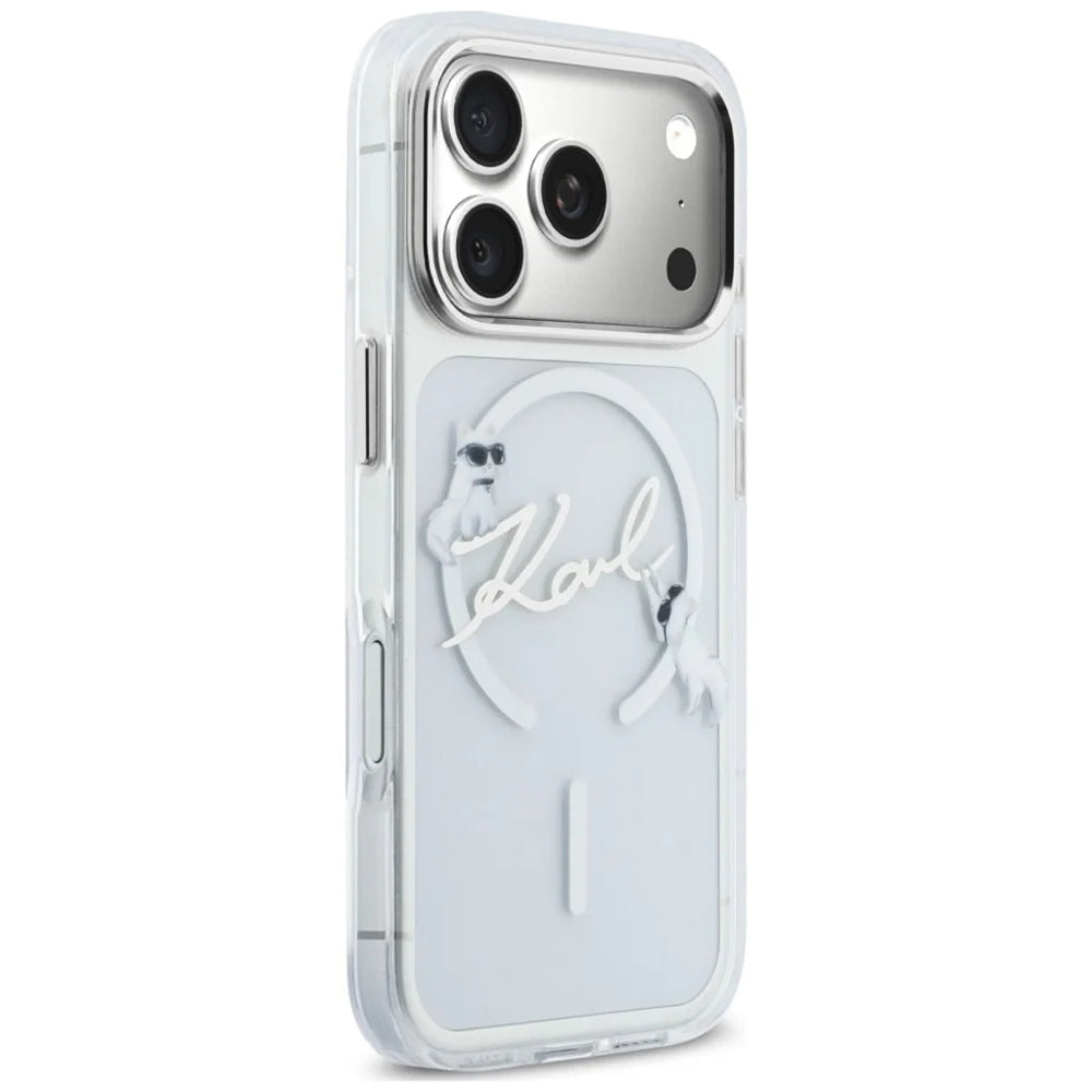 Калъф MagSafe за Apple iPhone 18 Pro / 17 Pro, Karl Lagerfeld, IML Choupette Karl Script Logo, Прозрачен