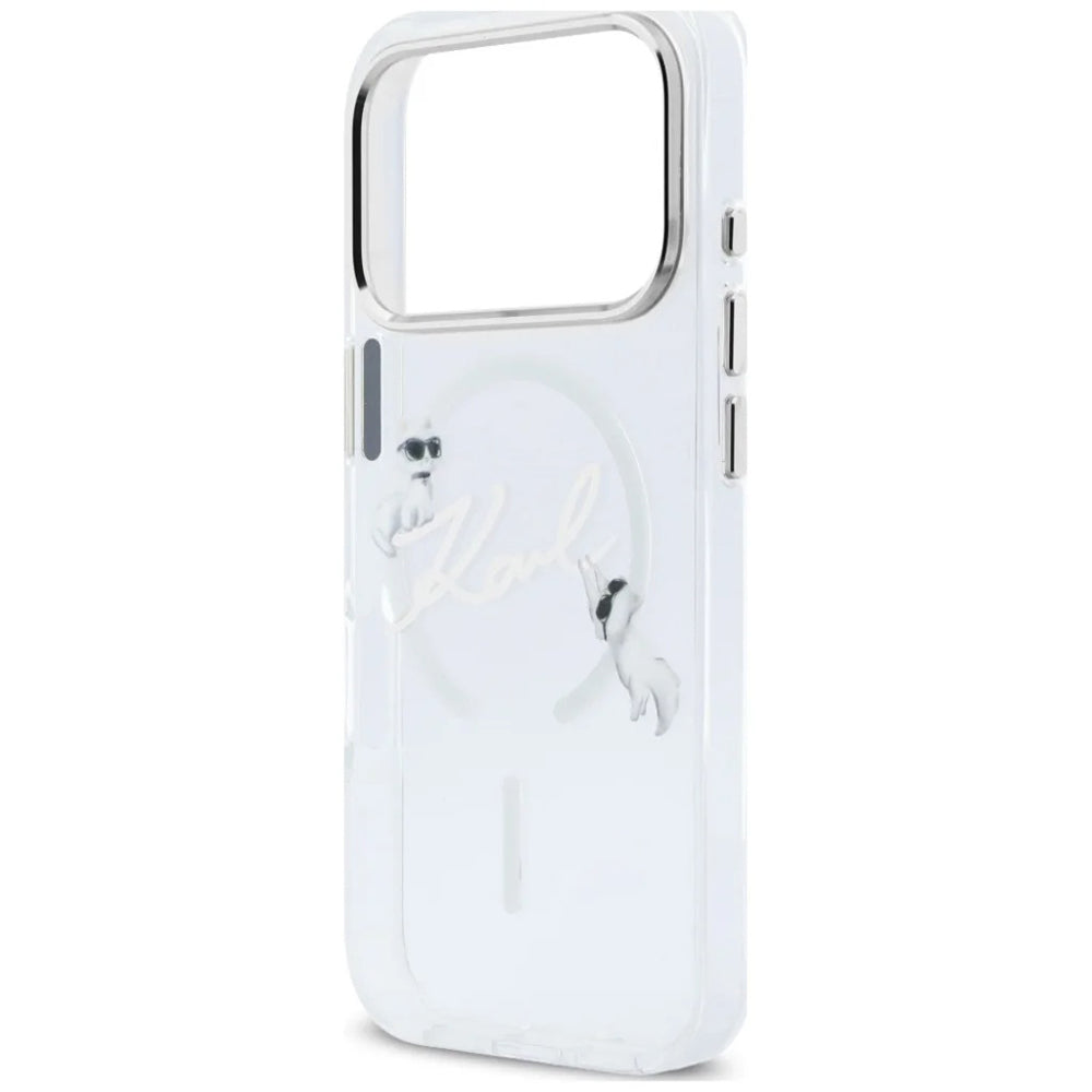 Калъф MagSafe за Apple iPhone 18 Pro / 17 Pro, Karl Lagerfeld, IML Choupette Karl Script Logo, Прозрачен