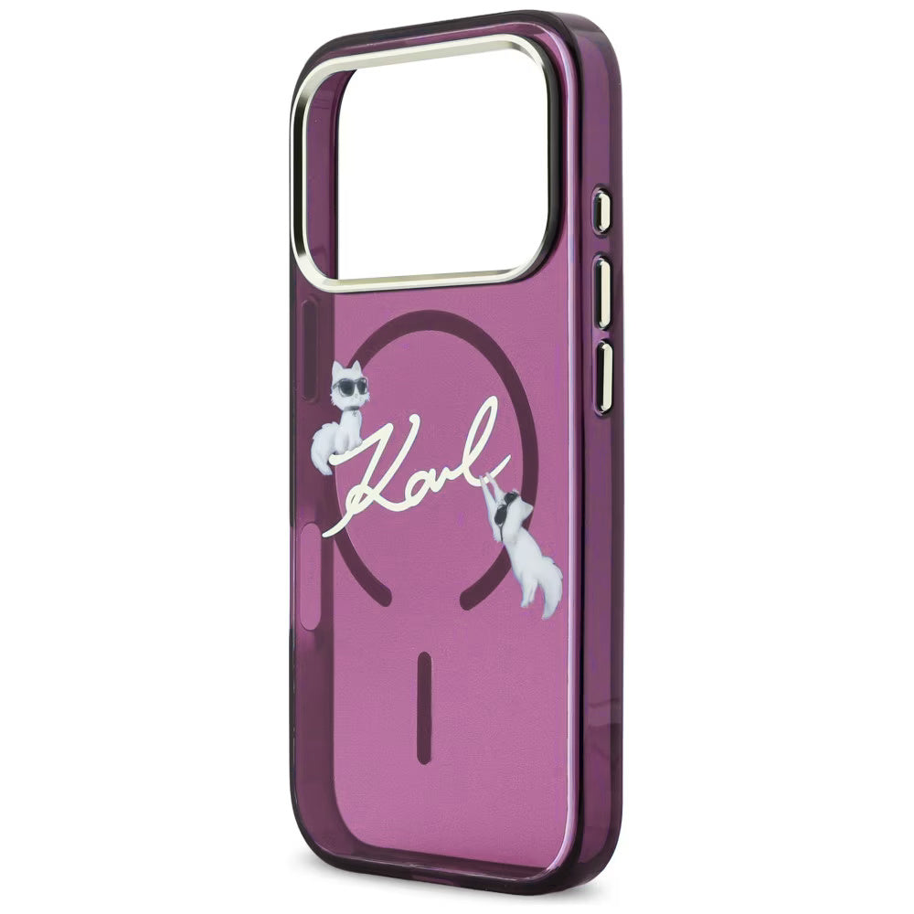 Калъф MagSafe за Apple iPhone 18 Pro / 17 Pro, Karl Lagerfeld, IML Choupette Karl Script Logo, Бордо