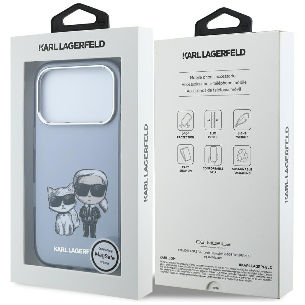 Калъф MagSafe за Apple iPhone 18 Pro / 17 Pro, Karl Lagerfeld, IML KC Bodies Sketch Print, Син