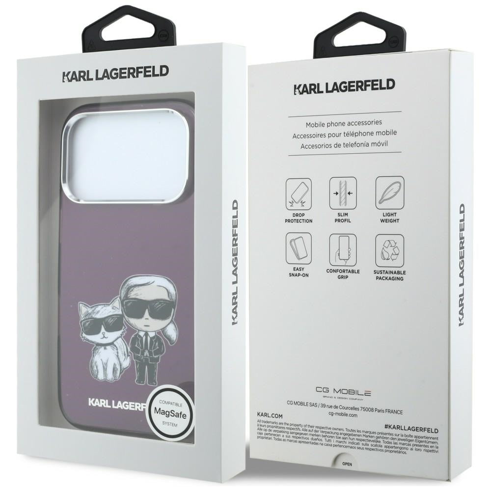 Калъф MagSafe за Apple iPhone 18 Pro / 17 Pro, Karl Lagerfeld, IML KC Bodies Sketch Print, Бордо