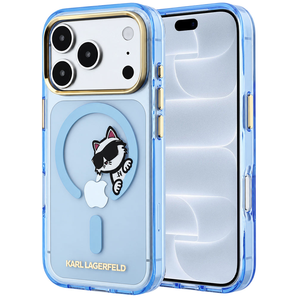 Калъф MagSafe за Apple iPhone 18 Pro / 17 Pro, Karl Lagerfeld, IML Peekaboo Print Metal Frame, Bleu