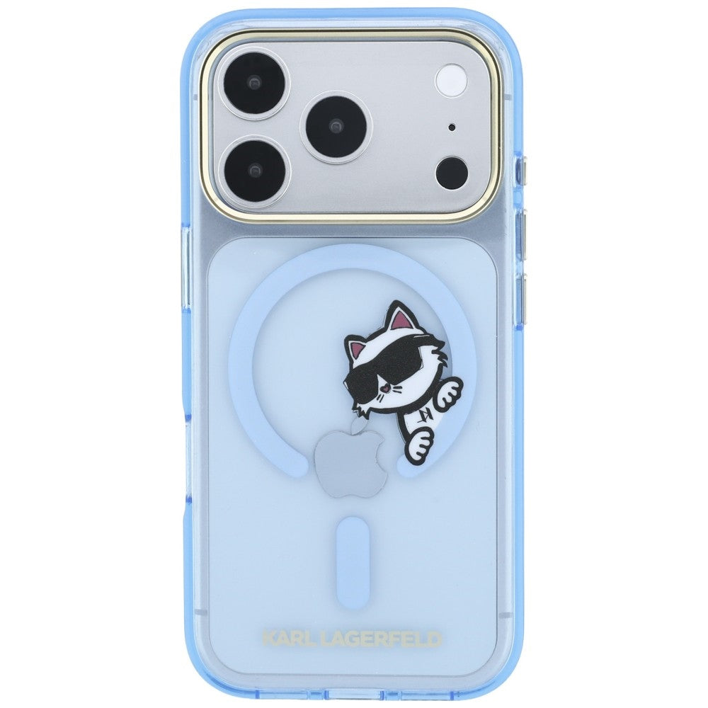 Калъф MagSafe за Apple iPhone 18 Pro / 17 Pro, Karl Lagerfeld, IML Peekaboo Print Metal Frame, Bleu