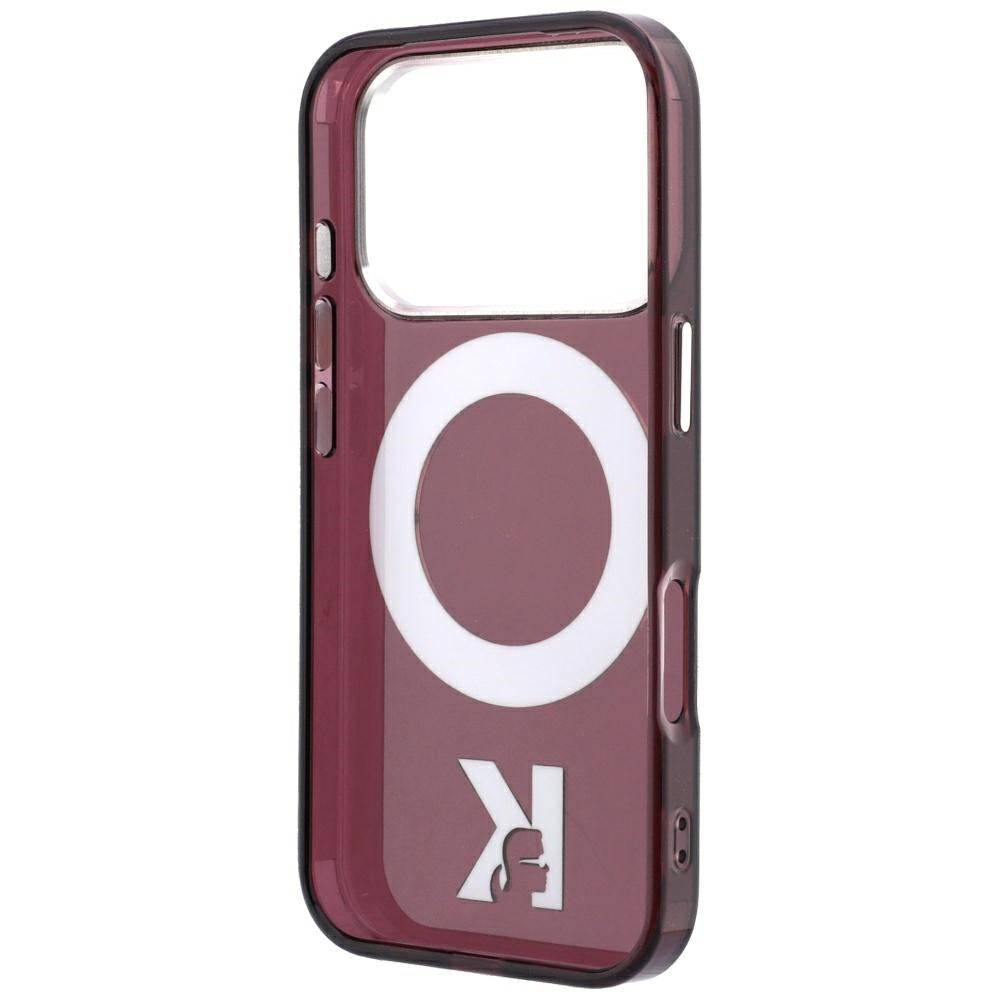 Калъф MagSafe за Apple iPhone 18 Pro / 17 Pro, Karl Lagerfeld, IML Ring Stand Kameo Metal, Бордо