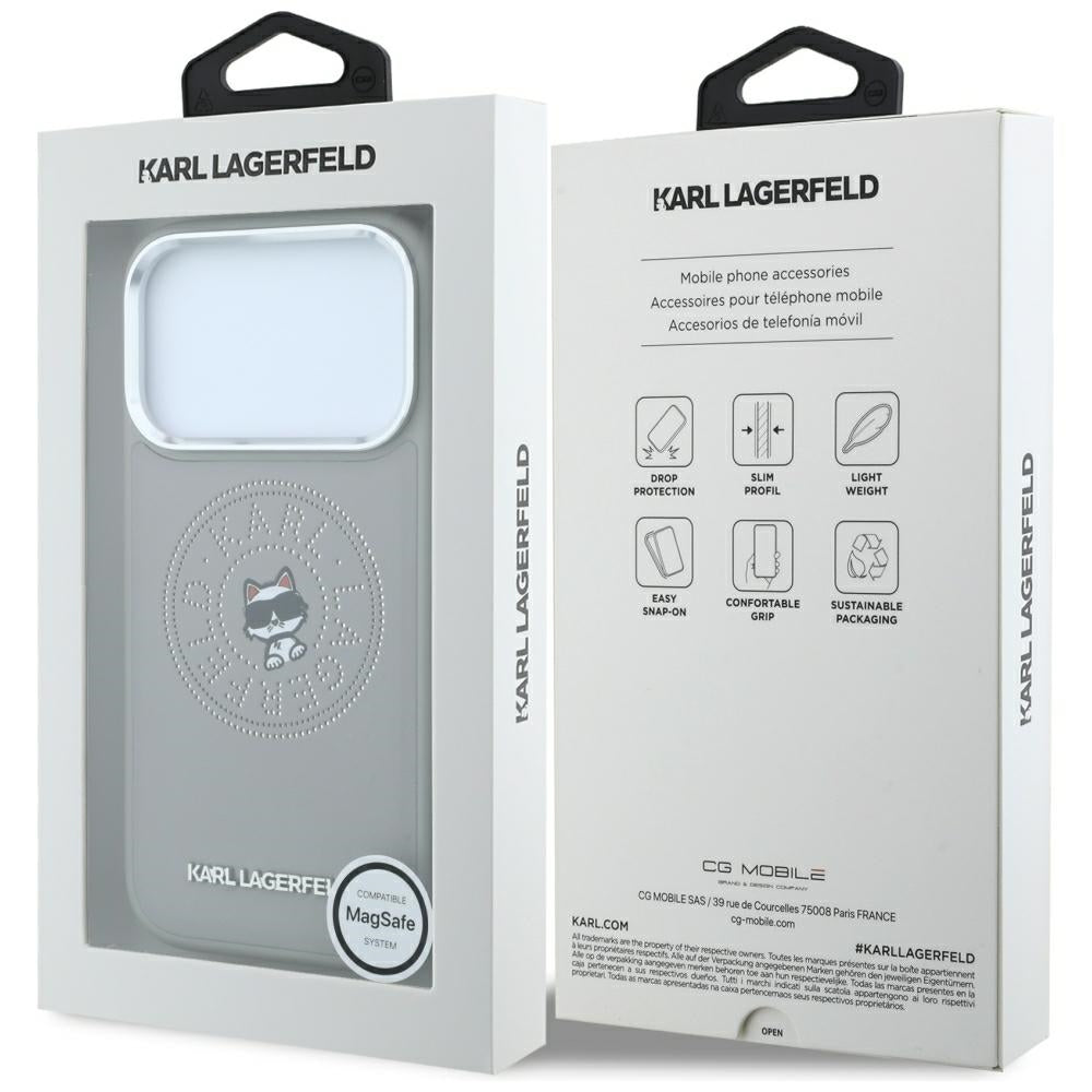MagSafe Case for Apple iPhone 18 Pro / 17 Pro, Karl Lagerfeld, Point and Choupette Sketch, Gray