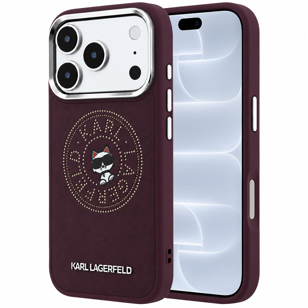 MagSafe Case for Apple iPhone 18 Pro / 17 Pro, Karl Lagerfeld, Point and Choupette Sketch, Burgundy