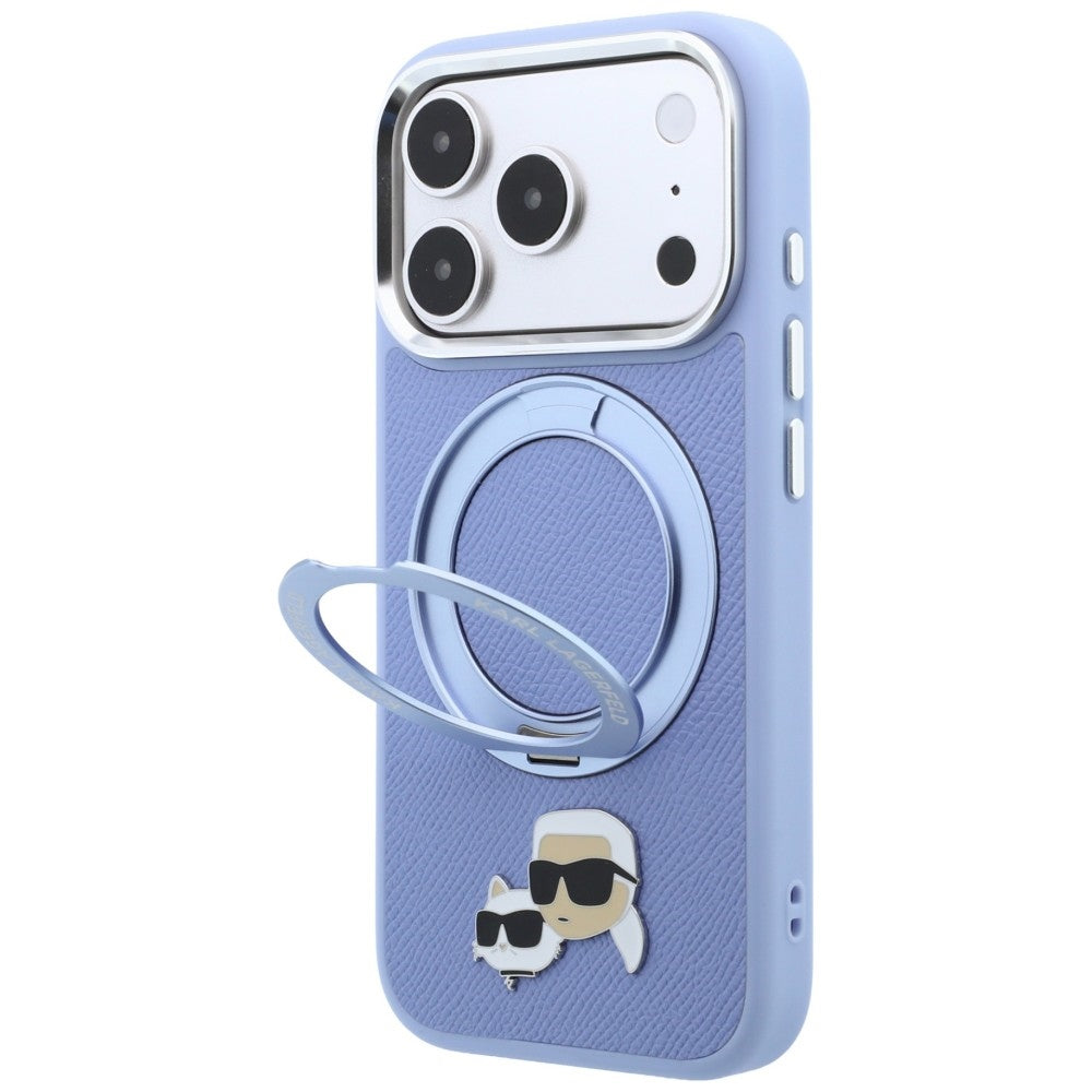 Калъф MagSafe за Apple iPhone 18 Pro / 17 Pro, Karl Lagerfeld, Ring Stand 360 Karl & Choupette Pin, Bleu