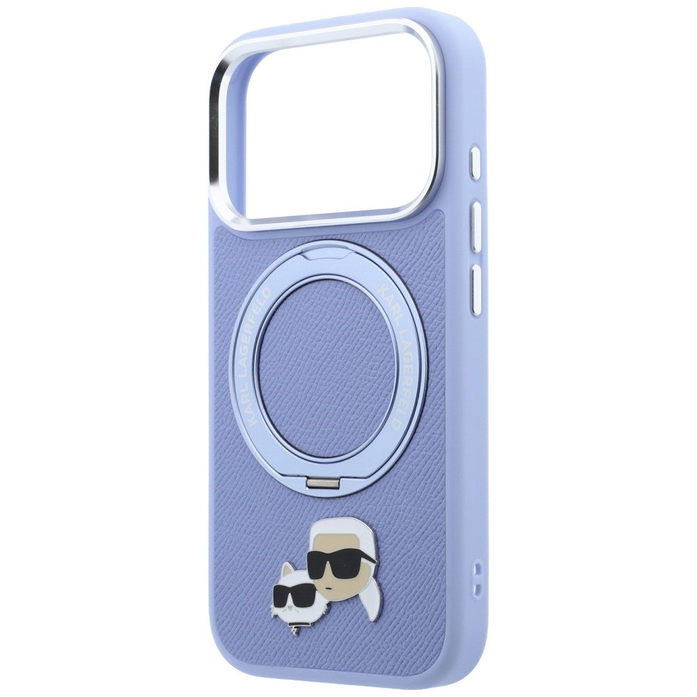 Калъф MagSafe за Apple iPhone 18 Pro / 17 Pro, Karl Lagerfeld, Ring Stand 360 Karl & Choupette Pin, Bleu