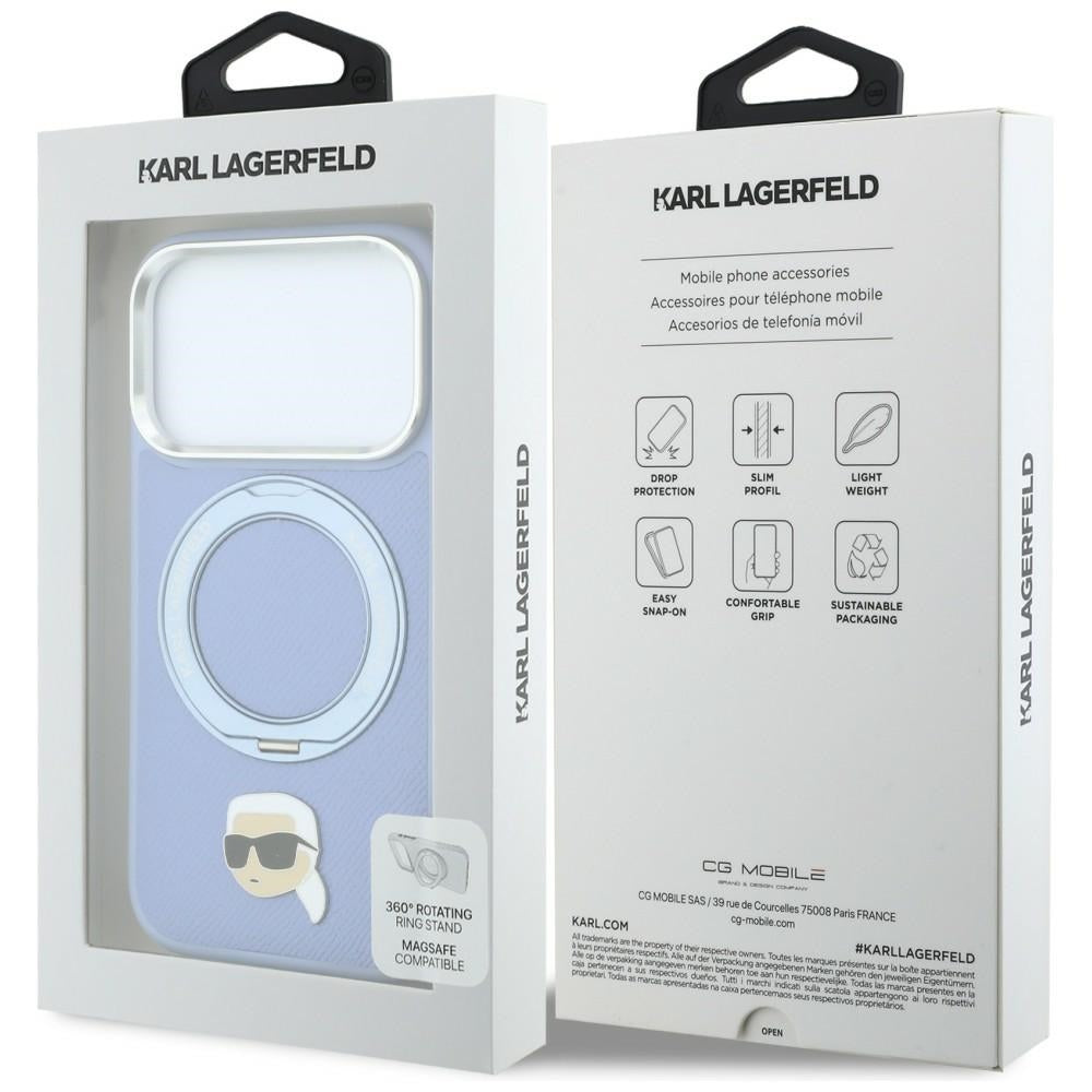 Калъф MagSafe за Apple iPhone 18 Pro / 17 Pro, Karl Lagerfeld, Ring Stand 360 Karl Pin, Bleu