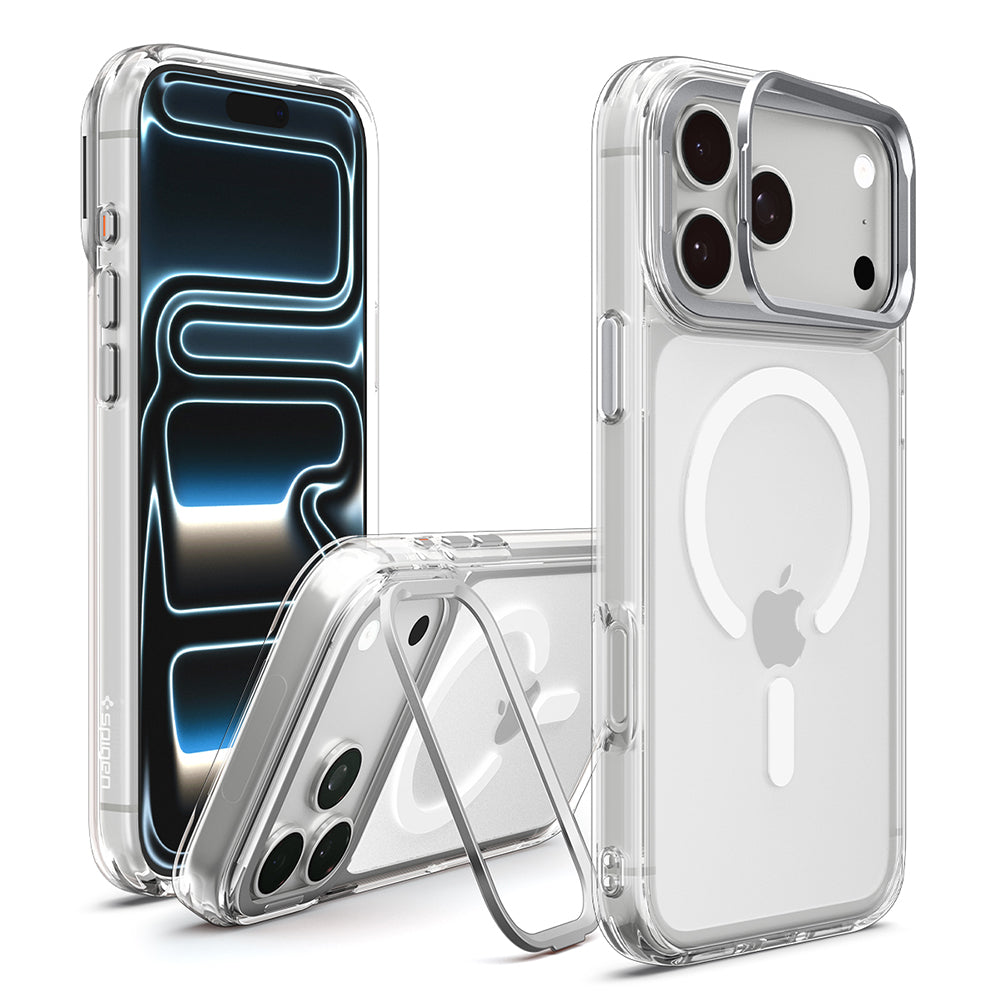 Калъф MagSafe за Apple iPhone 18 Pro / 17 Pro, Spigen, Ultra Hybrid Optik S, Сребрист прозрачен ACS11921