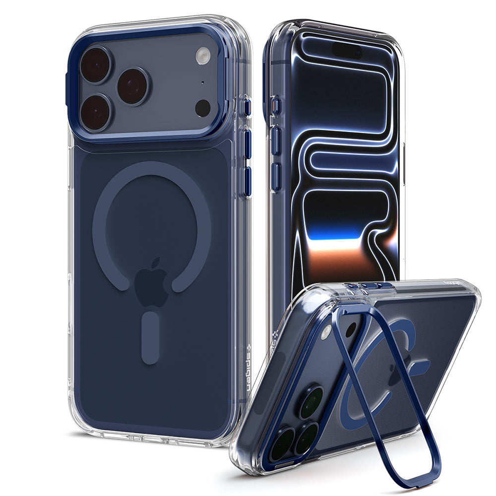 Калъф MagSafe за Apple iPhone 18 Pro / 17 Pro, Spigen, Ultra Hybrid Optik S, Прозрачен Тъмносин ACS11922