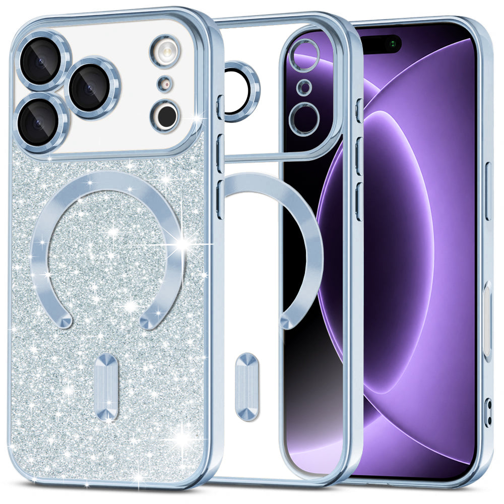 Калъф MagSafe за Apple iPhone 18 Pro / 17 Pro, Techsuit, Luxury Glitter, Bleu