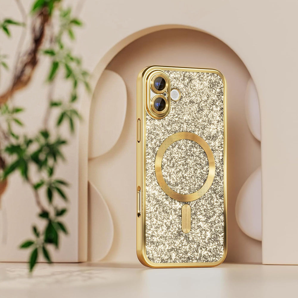 Калъф MagSafe за Apple iPhone 18 Pro / 17 Pro, Techsuit, Luxury Glitter, Черен