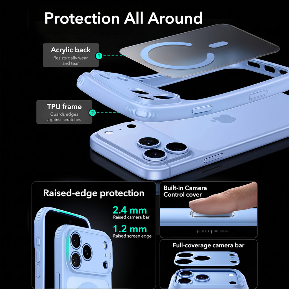 Калъф MagSafe за Apple iPhone 18 Pro, ESR, Classic Hybrid, Син сатен