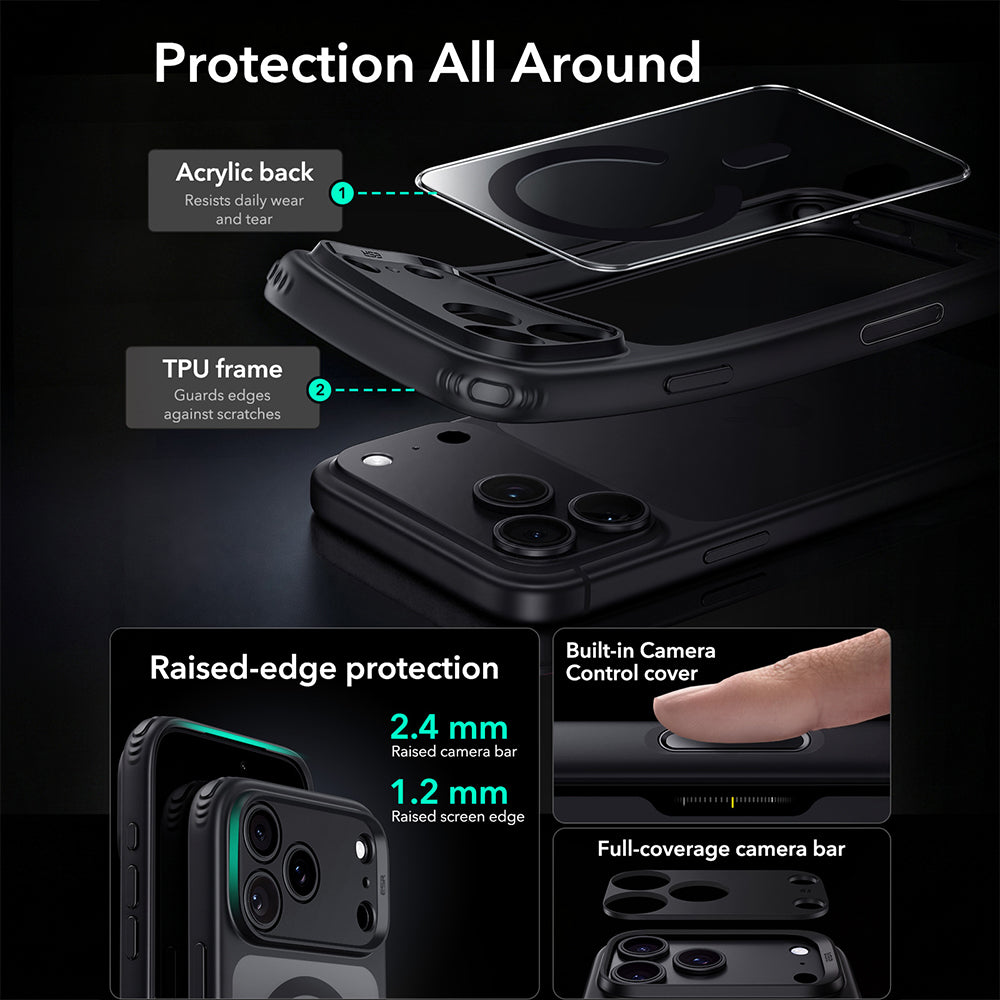 Калъф MagSafe за Apple iPhone 18 Pro, ESR, Classic Hybrid, Черен прозрачен