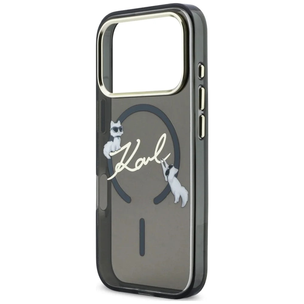 Калъф MagSafe за Apple iPhone 18 Pro, Karl Lagerfeld, IML Choupette Karl Script Logo, Черен
