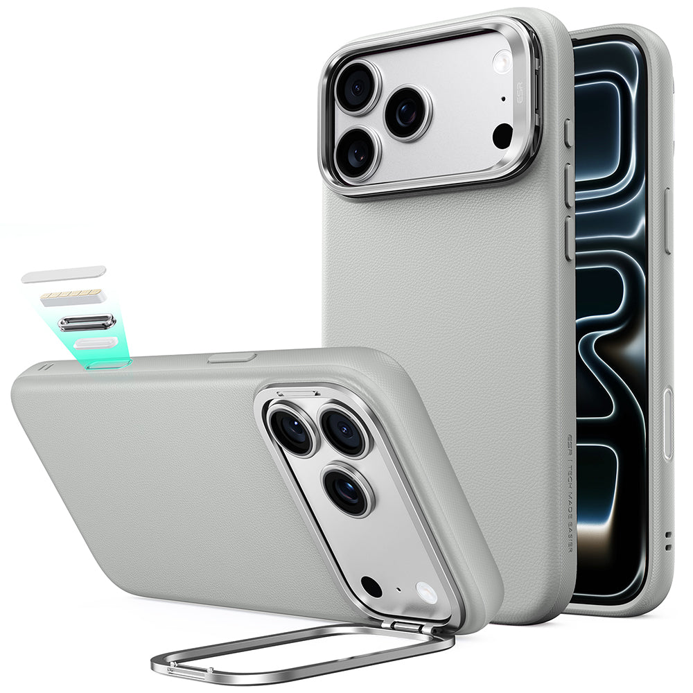 Калъф MagSafe за Apple iPhone 18 Pro Max / 17 Pro Max, ESR, Atelier с поставка, Сив