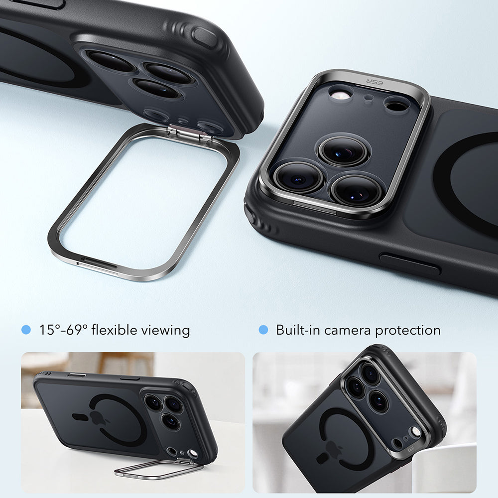 Калъф MagSafe за Apple iPhone 18 Pro Max / 17 Pro Max, ESR, Classic Hybrid Kickstand, Черен сатен