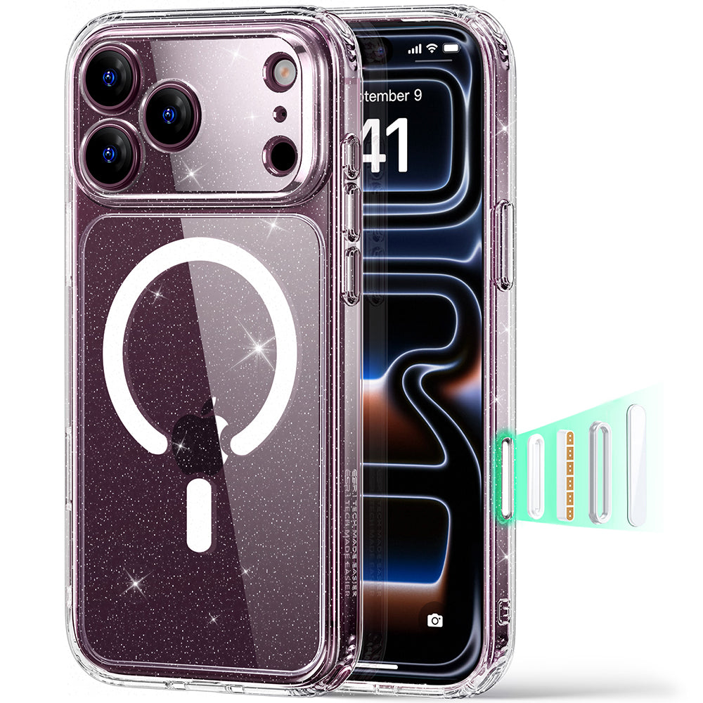 MagSafe Case for Apple iPhone 18 Pro Max / 17 Pro Max, ESR, Classic Hybrid Shimmer, Transparent