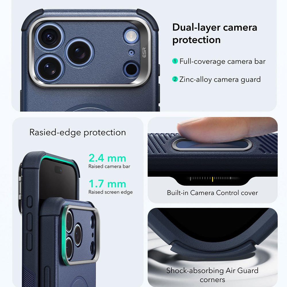 Калъф MagSafe за Apple iPhone 18 Pro Max / 17 Pro Max, ESR, Cyber Armor Kickstand, Син