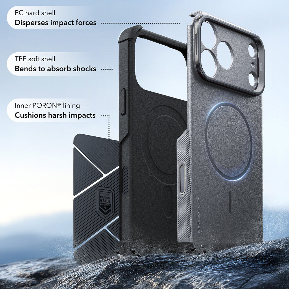 MagSafe Case for Apple iPhone 18 Pro Max / 17 Pro Max, ESR, Cyber Armor Kickstand, Gray