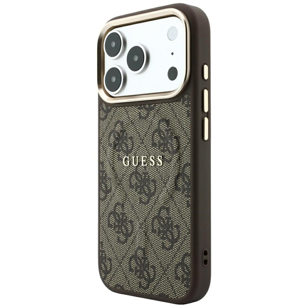 Калъф MagSafe за Apple iPhone 18 Pro Max / 17 Pro Max, Guess, 4G Embossed Classic, Кафяв