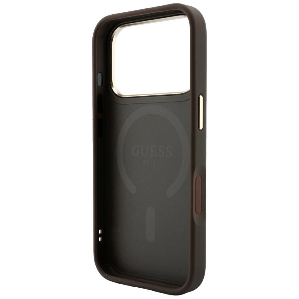 Калъф MagSafe за Apple iPhone 18 Pro Max / 17 Pro Max, Guess, 4G Embossed Classic, Кафяв