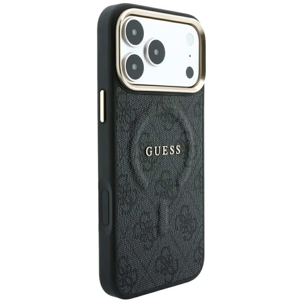 Калъф MagSafe за Apple iPhone 18 Pro Max / 17 Pro Max, Guess, 4G Embossed Classic, Черен
