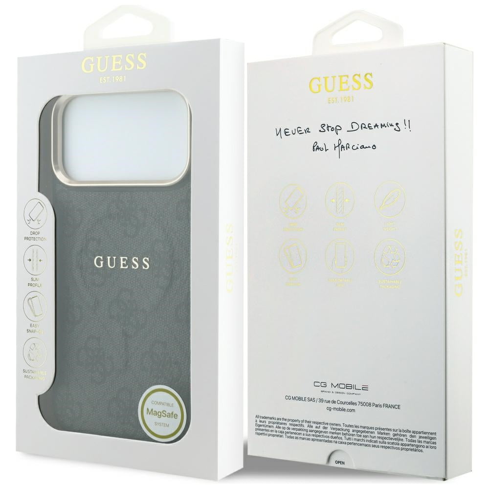 Калъф MagSafe за Apple iPhone 18 Pro Max / 17 Pro Max, Guess, 4G Embossed Classic, Черен