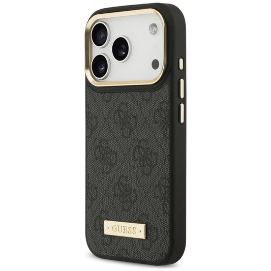 Калъф MagSafe за Apple iPhone 18 Pro Max / 17 Pro Max, Guess, 4G Logo Plate, черен