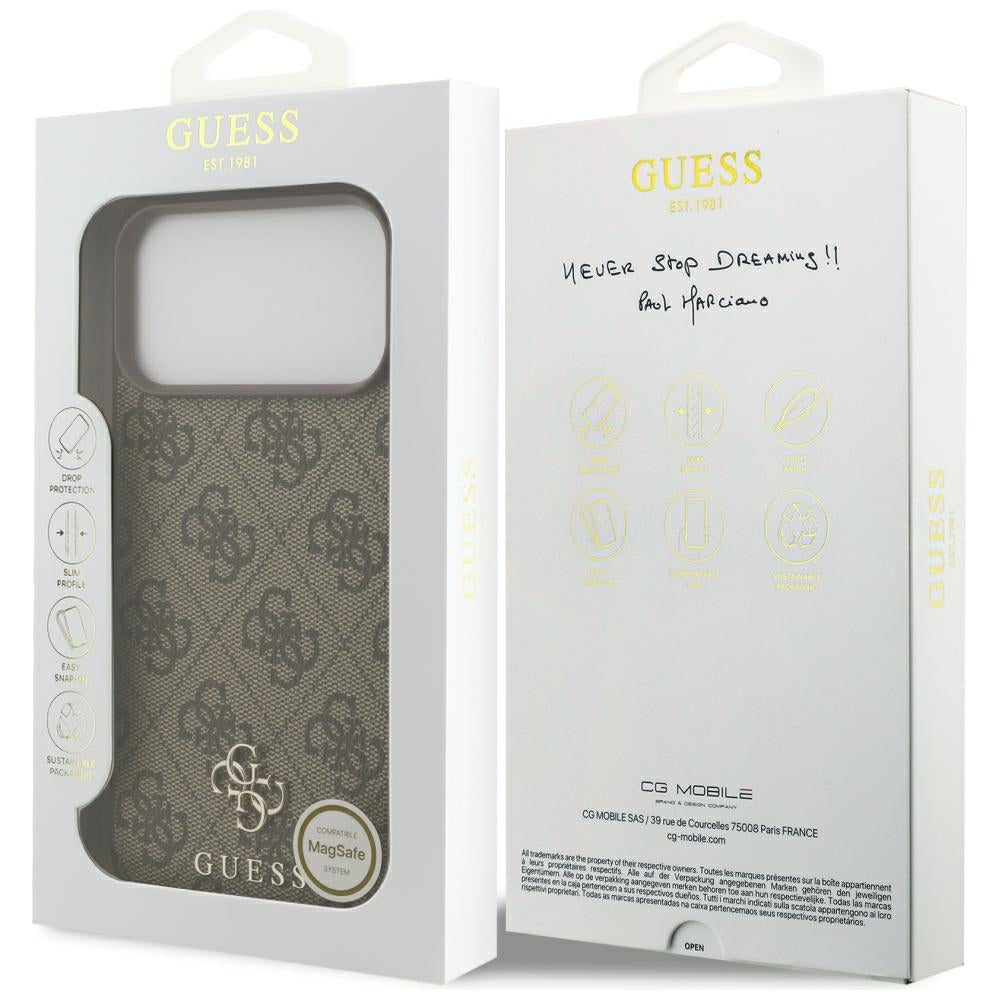 Калъф MagSafe за Apple iPhone 18 Pro Max / 17 Pro Max, Guess, 4G Small and Classic, Кафяв