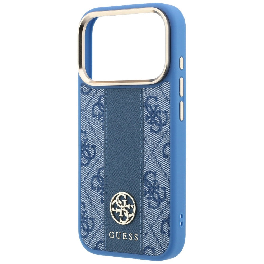 Калъф MagSafe за Apple iPhone 18 Pro Max / 17 Pro Max, Guess, 4G Stripe Round Classic Logo, Син