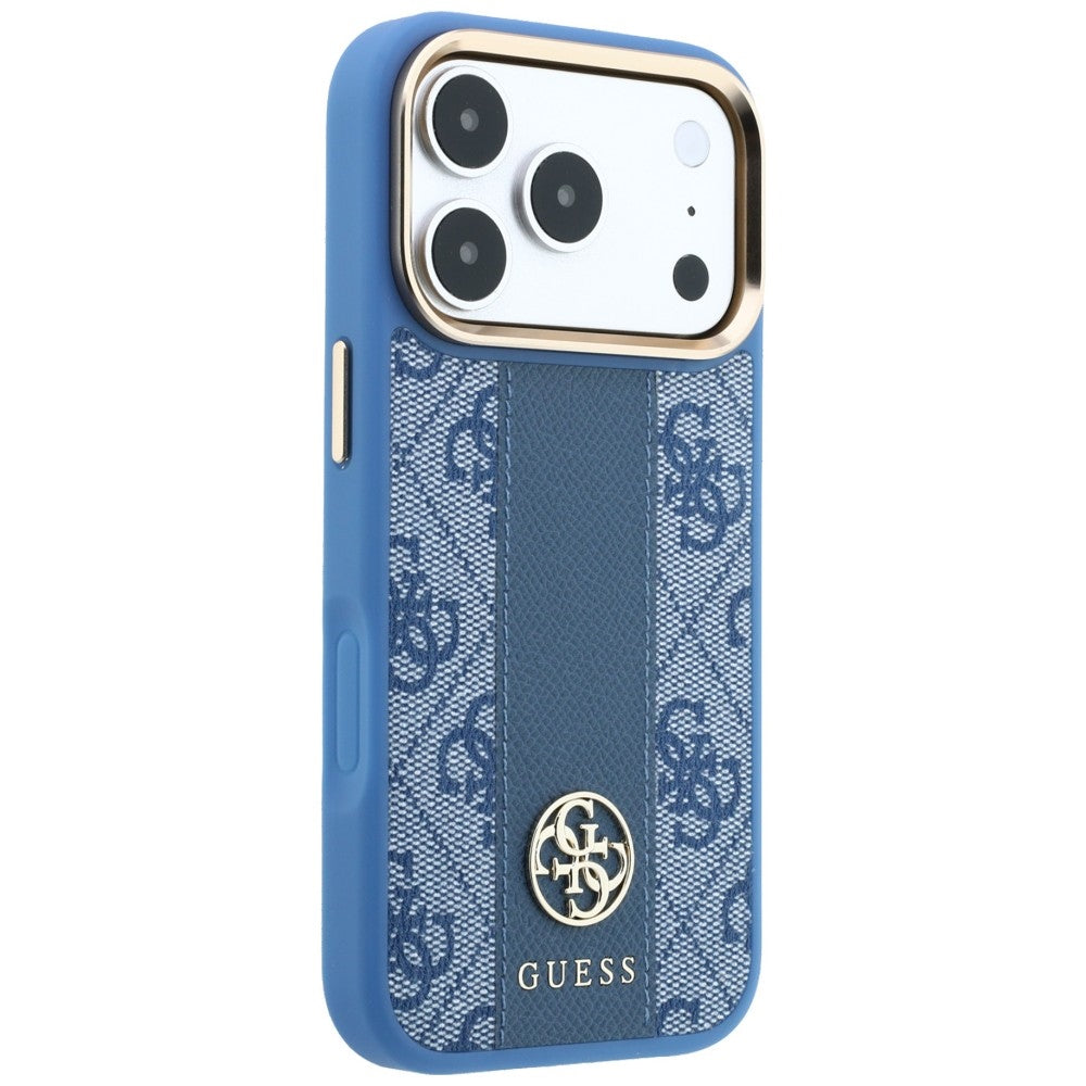 Калъф MagSafe за Apple iPhone 18 Pro Max / 17 Pro Max, Guess, 4G Stripe Round Classic Logo, Син