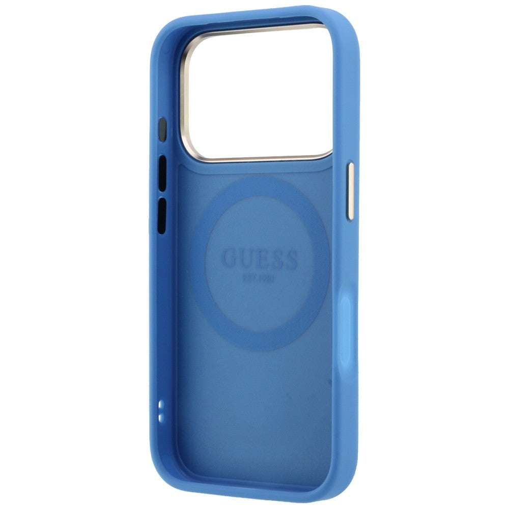 Калъф MagSafe за Apple iPhone 18 Pro Max / 17 Pro Max, Guess, 4G Stripe Round Classic Logo, Син