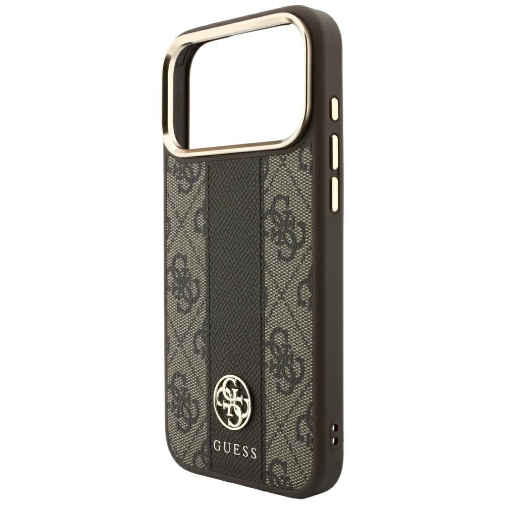 Калъф MagSafe за Apple iPhone 18 Pro Max / 17 Pro Max, Guess, 4G Stripe Round Classic Logo, Кафяв
