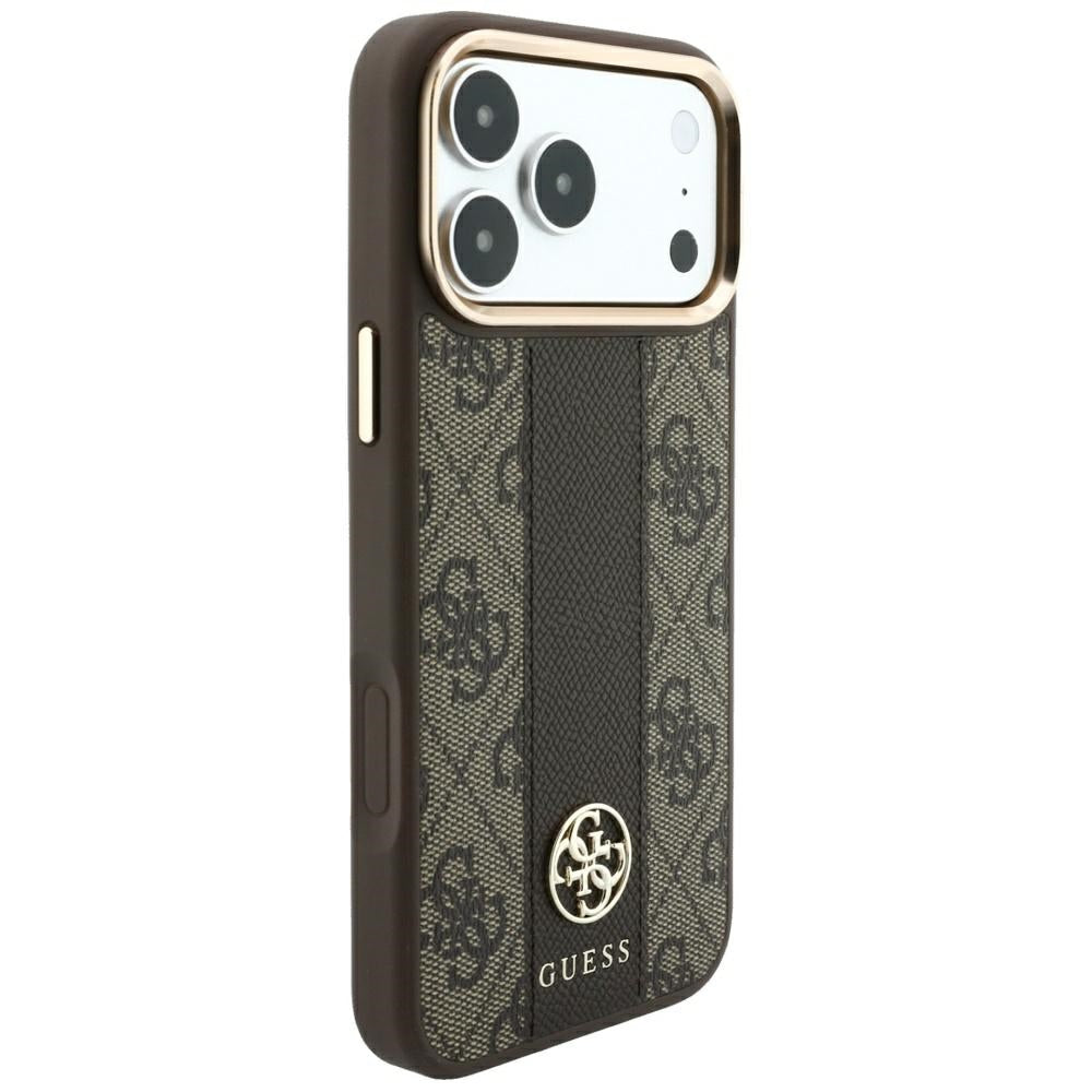 Калъф MagSafe за Apple iPhone 18 Pro Max / 17 Pro Max, Guess, 4G Stripe Round Classic Logo, Кафяв