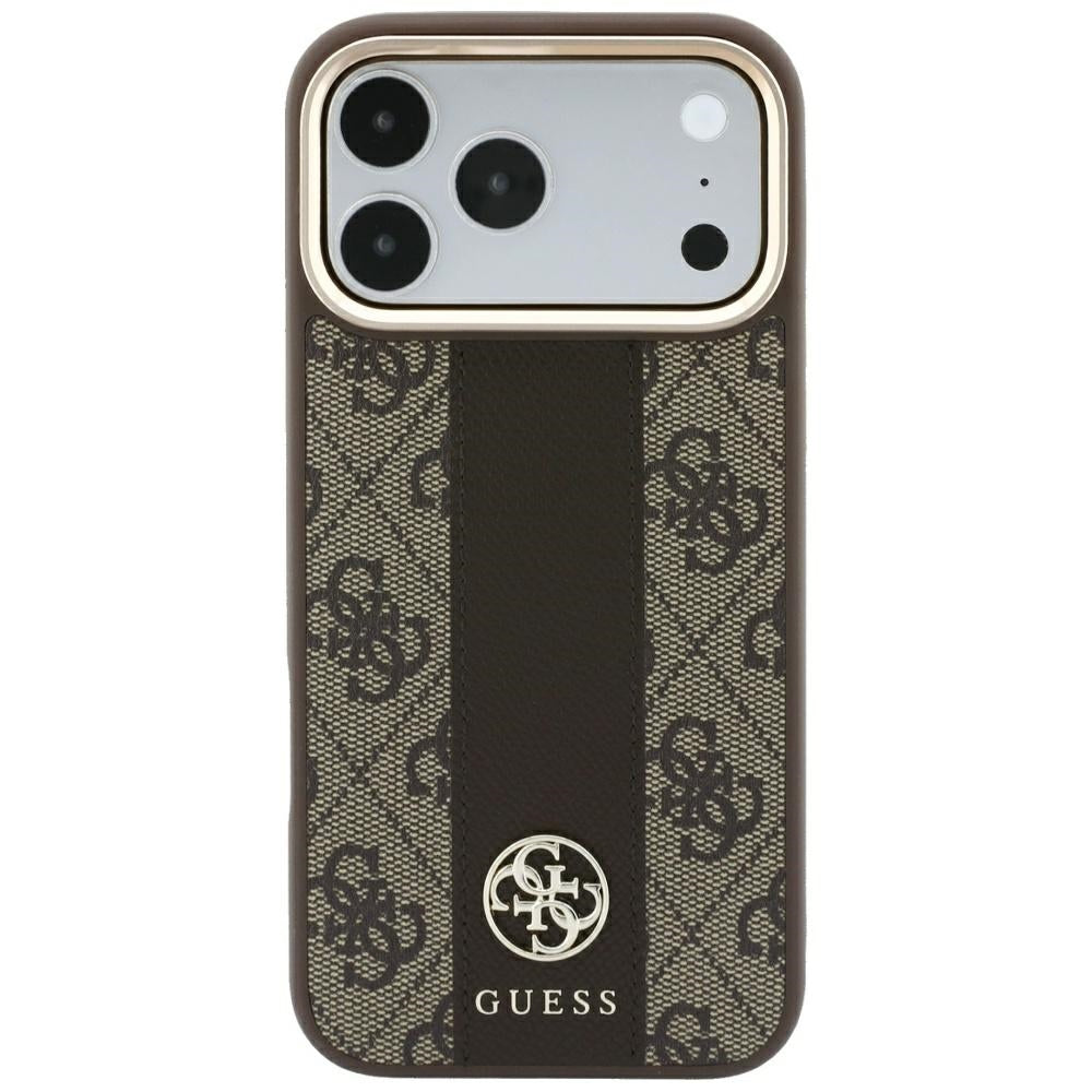 Калъф MagSafe за Apple iPhone 18 Pro Max / 17 Pro Max, Guess, 4G Stripe Round Classic Logo, Кафяв