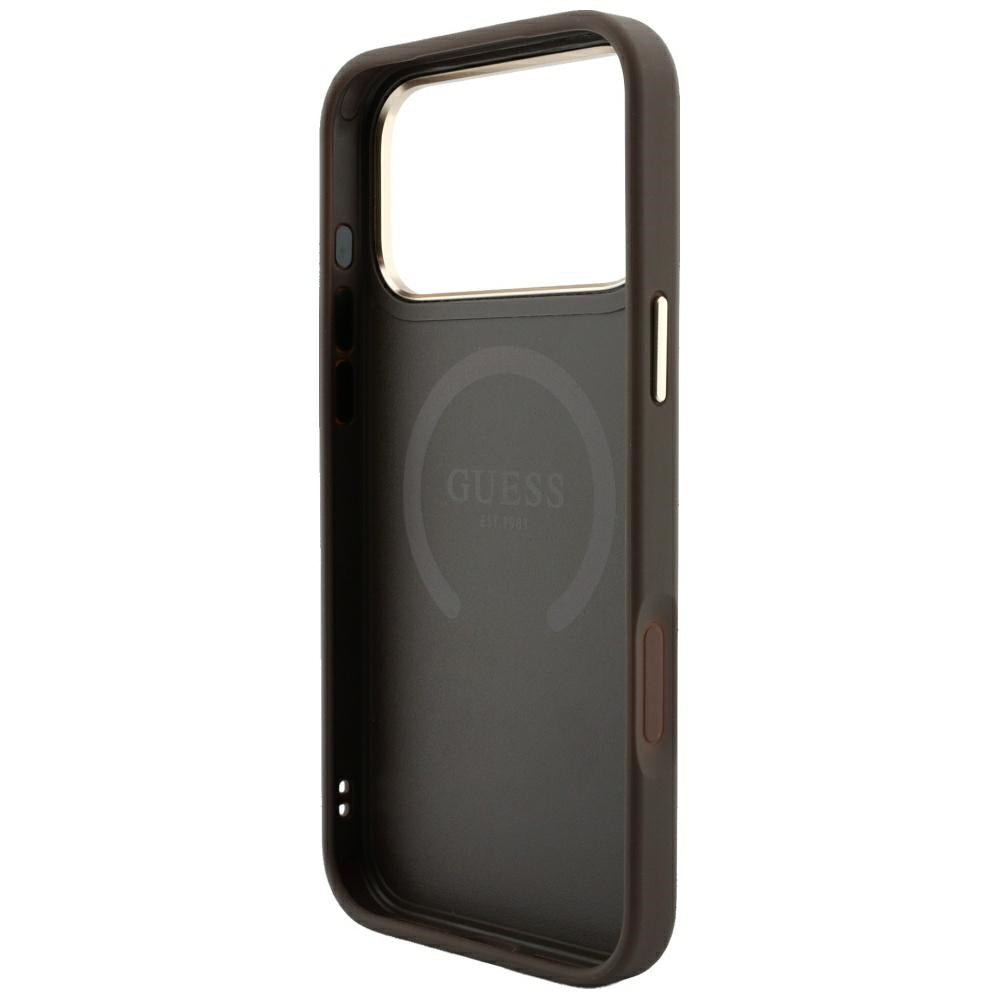 Калъф MagSafe за Apple iPhone 18 Pro Max / 17 Pro Max, Guess, 4G Stripe Round Classic Logo, Кафяв